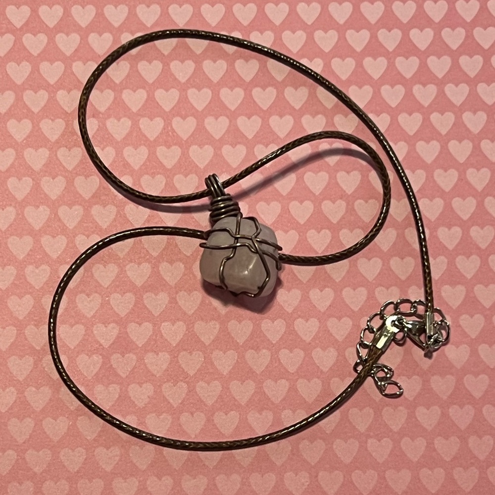 Wire wrapped Rose Quartz necklace